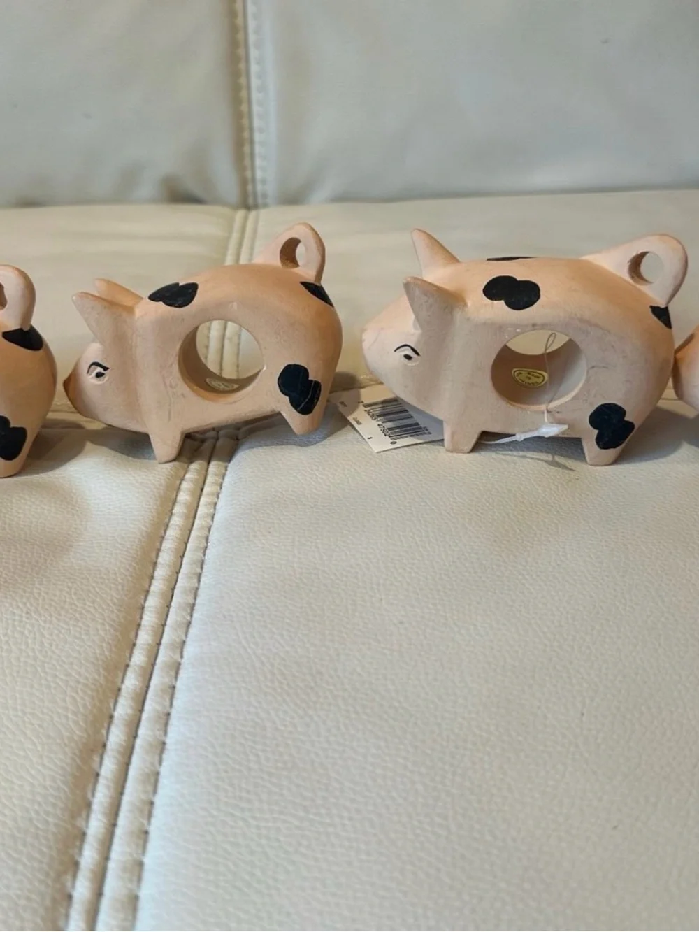 Set of 4 Ceramic Pig Napkin Holders w/ Tags Farmhouse Kitchen Decor